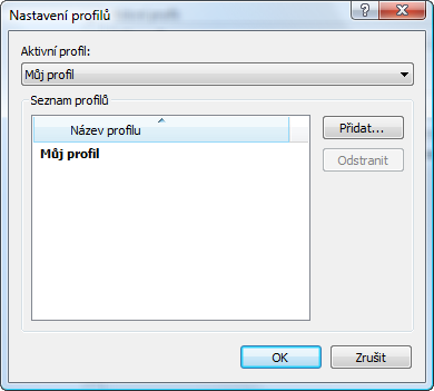V poli Aktivní profil je vždy zobrazen momentálně vybraný profil. Standardně je tato položka nastavena na hodnotu My profile.