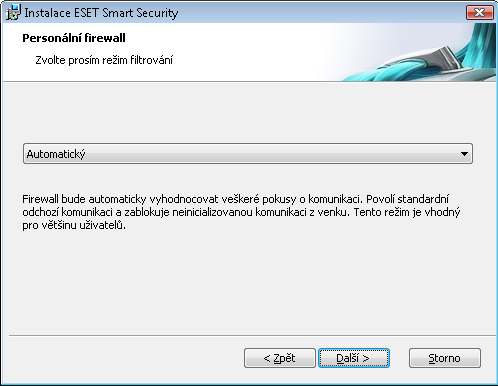 přístupu k nastavením aplikace ESET Smart Security 4. Pro potvrzení je třeba heslo napsat znovu, čímž se předejde možnému překlepu.