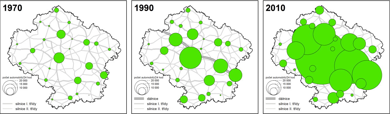 v roce 2010 zastavovalo 32 dálkových spojů denně, i kdyţ měl pouze 2 669 obyvatel (ČSÚ, 2013b), či Přibyslav s 3 948 obyvateli (ČSÚ, 2013b), ve které díky výhodné poloze na rychlíkové ţelezniční