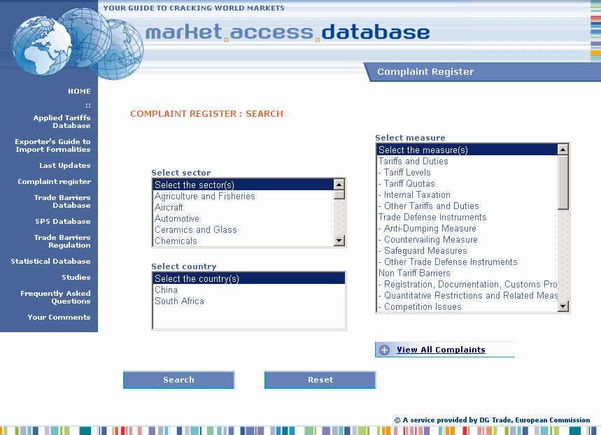2007 - umožňuje uživatelům podat podnět/stížnost na překážku obchodu, která mu brání v přístupu na trh, prostřednictvím standardizovaných elektronických