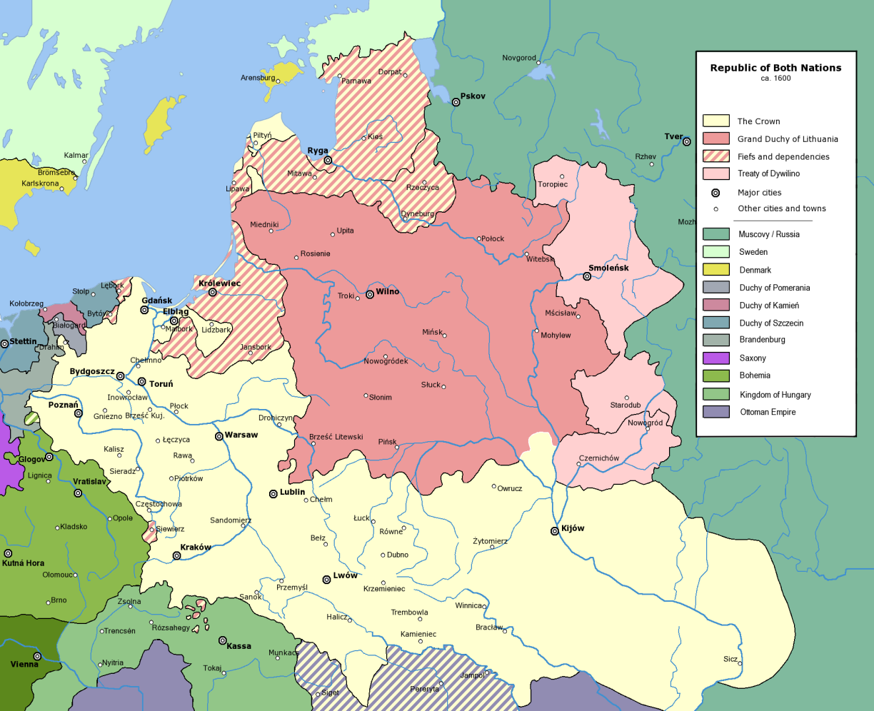 Mapa: Polsko-litevský stát jako Republika obou národů Období 123 let, kdy Polsko zmizelo z mapy světa, jen vzdáleně