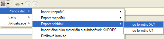 Přenos dat 7.2 Nabídky Pro odevzdání nabídek se používají dva obecně definované formáty C4 a XC4. 7.2.1 