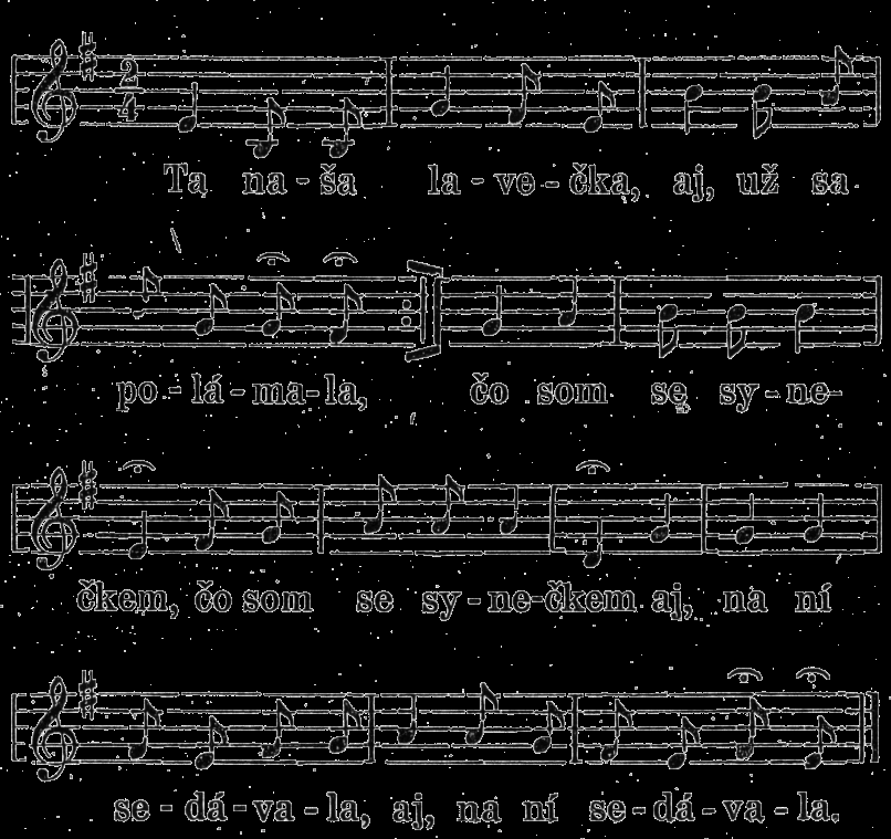 Lidová píseň ze sbírky J. Schnircha. Výchozí tóninou sboru je fis moll, doprovodné hlasy postupují v chromatických postupech.