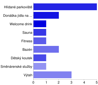 hotelu vyuţili, jich 18 % hodnotilo sluţby jako velmi dobré, 27 % jako dobré a 16 % z těch, kteří hotelové sluţby vyuţili, je hodnotí prŧměrně. Otázka č. 14, graf č. 16: Které služby postrádáte?