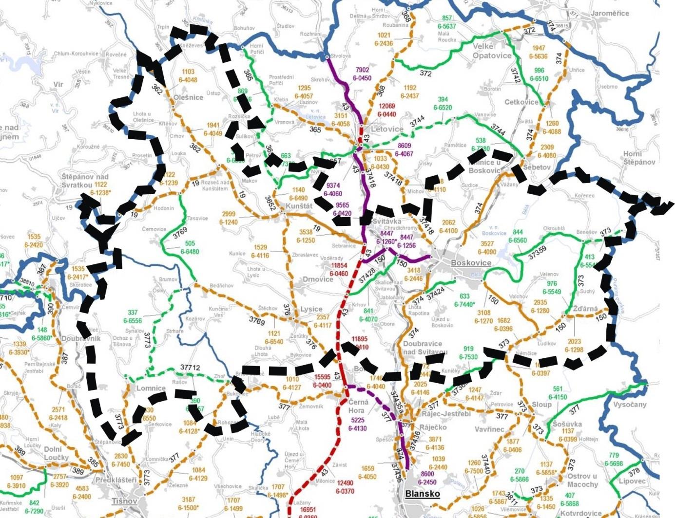 k Moravské Třebové (napojení na I/35, resp. plánovanou R35) převážně ve stopě staré tzv. německé dálnice Vídeň Wroclaw.