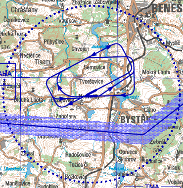 Provoz na letišti a v jeho blízkosti neřízené letiště Letadla musí hlásit: Letadla prolétávající ATZ Místo a nadmořskou výšku