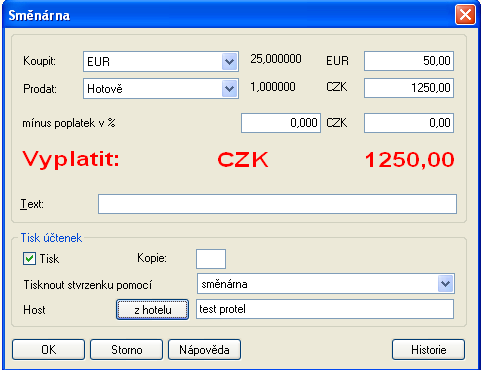 Cash Register protel Front Office User Manual Chcete-li upustit účtování, označte ho v seznamu a klikněte na tlačítko Storno. Je naúčtována příslušná částka a zobrazí se negativní částka v seznamu.