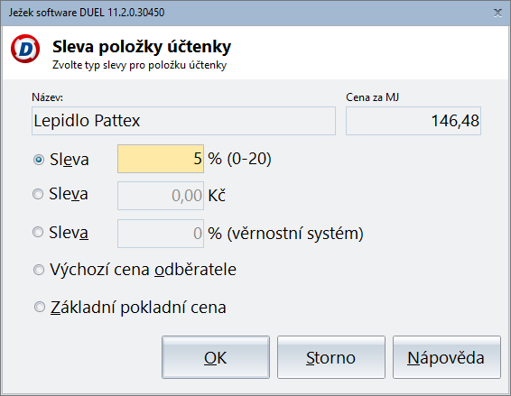 42 a pak Tip Operaci sleva lze využít i pro zpětné dosazení individuálních cen odběratele Výchozí cena odběratele nebo standardních pokladních cen k již namarkovaným položkám volbou Základní pokladní