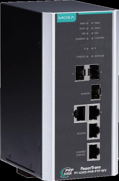 Průmyslový Ethernet PT-G503-PHR-PTP popis a nabízené modely LED indikátory 3x Gigabit Combo port A/B porty: Redundantní porty pro PRP/HSR