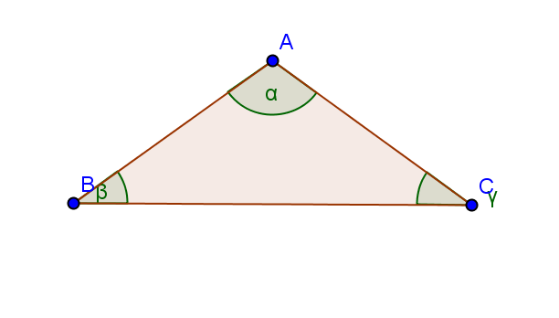 Součet dvou vnitřních úhlů je roven vnějšímu úhlu u zbývajícího vrcholu trojúhelníku.