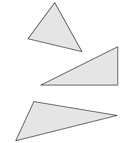 podle velikosti vnitřních úhlů a) ostroúhlé b) pravoúhlé c) tupoúhlé Střední příčky trojúhelníku jsou úsečky, které spojují protějších stran vlastnosti: Těžnice trojúhelníku jsou úsečky,