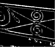 Pravidlo 3: JESTLIŽE {f(i-1, j-1) & f(i, j-1) & f(i-1, j-1)} jsou černé & JESTLIŽE {f(i-1, j) & f(i, j) & f(i+1, j)} jsou bílé & JESTLIŽE {f(i-1, j+1) & f(i, j+1) & f(i+1, j+1)} jsou bílé POTOM f(i, 