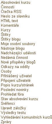 Každý blok má v záhlaví tyto ikony. První ikona skryje obsah bloku, ale zachová záhlaví bloku tím si zpřehledníte obsah v části pro bloky, avšak místo pro samotný kurz nepřibude.