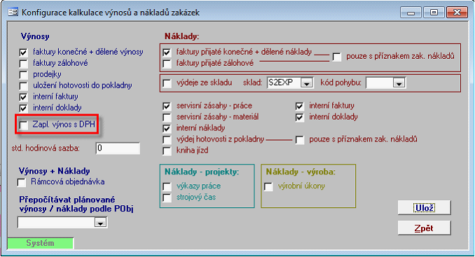 40 Novinková dokumentace Soft-4-Sale G5.50A Do konfigurace výpočtu výnosů a nákladů zakázky (menu Zakázky-KonfiguraceKonfigurace výpočtu výnosů a nákladů) byl přidán příznak "Zapl.