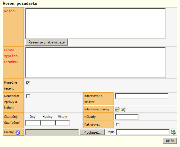 48 HelpDesk 2011.3 Ke kaţdému řešení lze přidat řešení ze znalostní báze, které se vloţí do textového pole řešení. Můţete si poté dané řešení upravit.