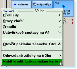 Restkasa 98 skříňky, na který může obsluha (třeba z jiné pokladny v síti) připisovat konzumaci hosta. 4.