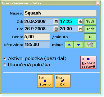 105 3. Klepnutím na tlačítko (nebo klávesou R) vyvoláte dialog nastavení vlastností ČM položky. 4.