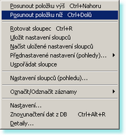 Ovládání programu 7.5.2.3 30 Změna pořadí záznamů v tabulce V některých tabulkách je možno měnit fyzické pořadí záznamů. V takových tabulkách bývá obvykle sloupec "Pořadí".