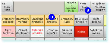 Restkasa 84 V horní liště dotykové obrazovky je neustále k dispozici rychlotlačítko, které otevírá jednu z dostupných skupin - obvykle přílohy.