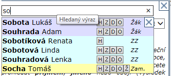 4.5 Žáci Na straně Žáci jsou zobrazeni všichni vaši žáci. Pokud jste vedoucí pracovník, vidíte také žáky vašich podřízených, jako administrátor pak všechny žáky školy.