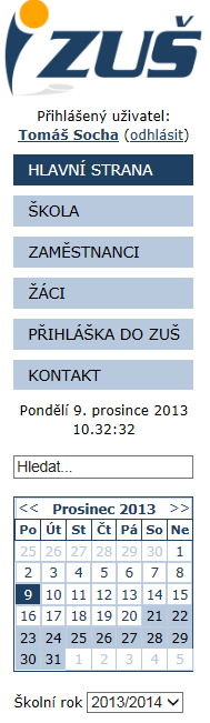 1.2 Rozložení stránky, ovládání Po přihlášení do izuš se vám zobrazí hlavní strana. Kromě obsahu stránky, který se zobrazuje v její pravé části, je celkové rozložení všech dalších stránek neměnné.