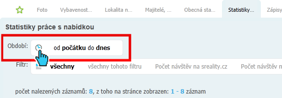 22. Statistiky Statistiky k příslušným objektům najdeme na kartě konkrétního detailu (Detail nabídky, Detail poptávky, Detail klienta, Detail uživatele) v bloku Statistika.