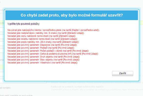 obr. 4 Během zadávání karet tak můžeme nahlédnout, na co jsme ještě zapomněli.