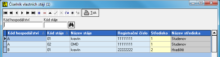 5. Naplňte data (převodem ze starší verze, importem z DOS verze, ). 6. Zadejte do programu Evidence mléčného skotu WIN seznam středisek menu Číselníky, 4 Střediska. 7.