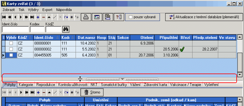 4.4. Nastavení šířky sloupce V záhlaví sloupce, na jeho pravé hraně, lze nastavit jeho šířku dle potřeby.