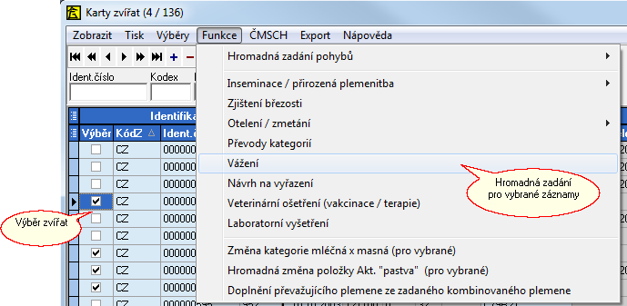 7.9.1. Hromadná změna položky Akt. "pastva" Menu: Karty zvířat, Funkce, Hromadná změna položky Akt. "pastva" Volba slouží pro hromadné nastavení sloupce Akt. "pastva". Ten má opodstatnění pouze v případě, že máte i program Evidence pastvy a pastevní deník a navíc pasete pouze některá zvířata ve stáji.