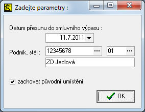 8.1.1.2. Vrácení zvířat ze smluvního výpasu Menu: Funkce, Hromadná zadání pohybů, Nákup Tato volba umožňuje načtení zpět do evidence těch zvířat, která byla na tzv. smluvním výpasu. Tj.