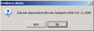 d. po 2. otelení mléčných krav Změny kategorie jsou ukládány pro jednotlivá zvířata do záložky Kategorie v kartách zvířat. 8.8.1.