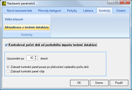 Po překročení nastaveného počtu dnů je zobrazen výstražný panel - viz. obr. 19.15.