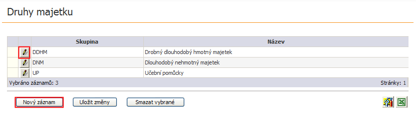 Zobrazí se seznam číselníků sbírek. Kaţdý záznam o sbírce obsahuje Zkratku, Název a Správce (zodpovědná osoba za sbírku). V případě, ţe chceme zaloţit novou sbírku, stiskneme tlačítko Nový záznam.