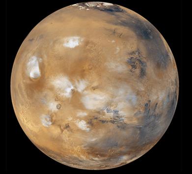 MARS 228 mil. km, kolem Slunce oběhne za 1,88 let Obr.