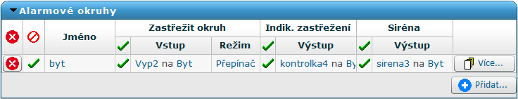 5.4.4 Alarmové okruhy Co jsou to alarmové okruhy? K čemu slouží? Stanice může být využita pro vytvoření alarmových okruhů.