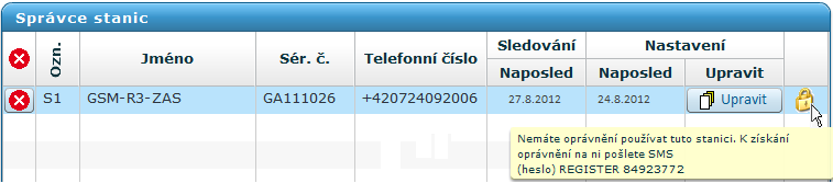 Klikněte na variantu Nahrát na server. Tím se nastavení stanice nahraje na konfigurační server GPRS. Pokud nemáte stanici doposud přidanou, klikněte na tlačítko Přidat na kartě Správce stanic.