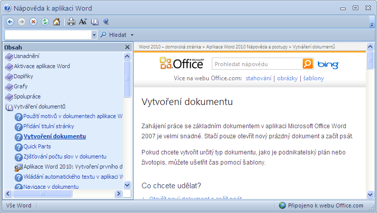 Kapitola 5: Práce s programem 34 OBR. 5-1: OKNO NÁPOVĚDY Animované ukázky V nápovědě je kromě textŧ také řada animovaných návodŧ a ukázek 18, zkuste tedy zadat vyhledání výrazu video.