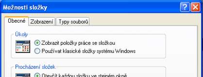 poloţek pro práci se sloţkou (nabídka Nástroje Moţnosti sloţky ). V dialogovém okně Moţnosti sloţky (viz obr.