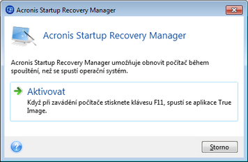 8.2 Acronis Startup Recovery Manager Jak to funguje Správce Acronis Startup Recovery Manager umožňuje spustit aplikaci Acronis True Image 2015 bez načtení operačního systému.