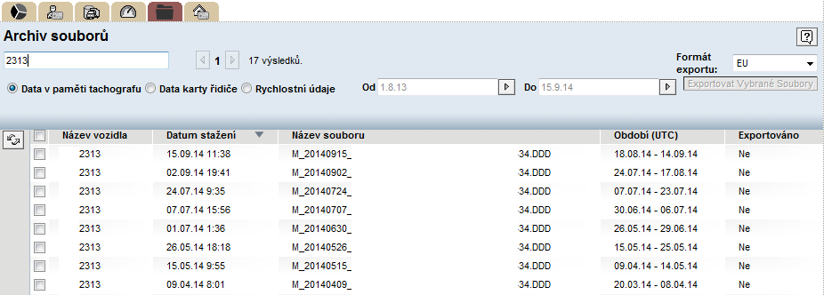 Data na sebe navazují, systém automaticky vždy stahuje od posledních stažených dat. Můžete si to zkontrolovat ve sloupci Období (UTC) červeně vyznačené data na sebe navazují k půlnoci.