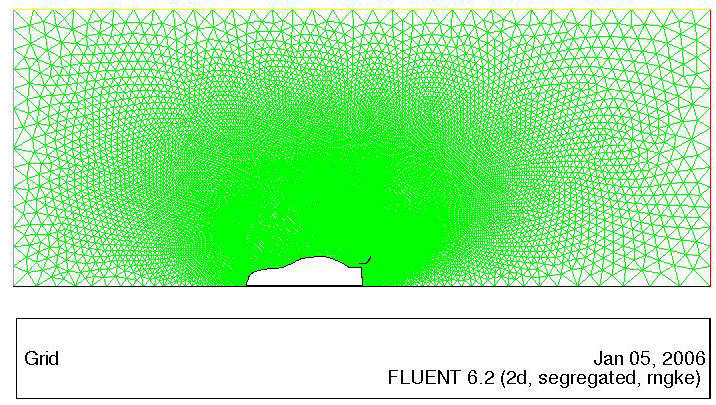 5.5 CFD výpočet Obr. 5.2 Optimalizované parametry Obr. 5.3 Výpočtová síť Výpočtová síť(viz. Obr. 5.3) byla generována automaticky pomocí programu Gambit v textovém režimu.