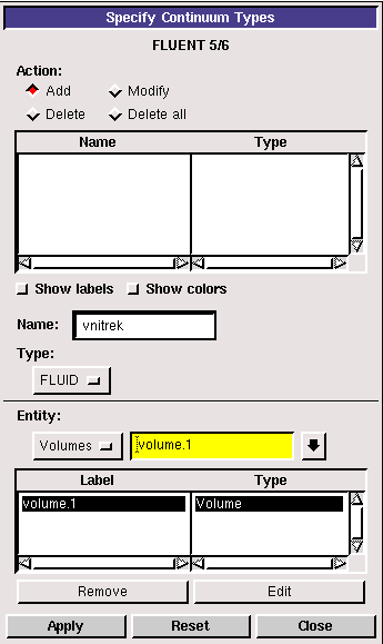 Obr. 5.21 Tabulka pro definování vnitřních oblastí výpočtové domény o Nastavení typu a označení okrajových podmínek Obr. 5.20 Zones Specify Boundary Types Tabulka Specify Boundary Types obr. 5.22 Obr.