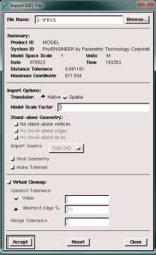 sat Nejčastěji je model uloţen ve formátu *.igs. Načtení by se provedlo takto: FILE IMPORT IGES (viz. obr.