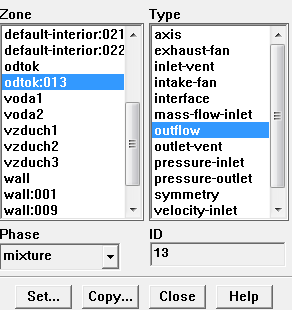 Po úpravě obou fází dostáváme: Manuál pro výuku numerických metod Zkontrolujeme nastavení okrajových podmínek. Define Boundary Conditions.