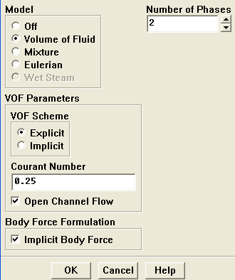 Mixture model určen pro dvě a více fází (kapalných i proudění částic). Pouţívá se např. pro proudění částic v kapalině, sledování sedimentace, bublinkové proudy apod.