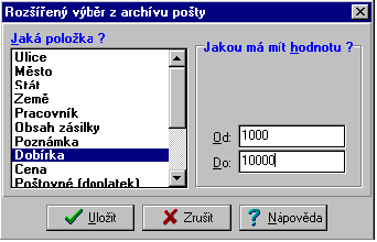 1. Klikněte na tlačítko Nový výběr. 2. Vyberte si všechny volby, které odpovídají vašemu výběru. 3. Klikněte na tlačítko Více. 4. Zobrazí se vám následující okno: 5.