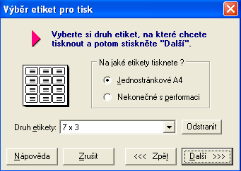 Tisk etiket 1. Vyberte si jaké etikety chcete potisknout. Internet: www.tomsystem.cz 2. Není-li váš druh etiket v seznamu vyberte si jako druh etikety nastavit.