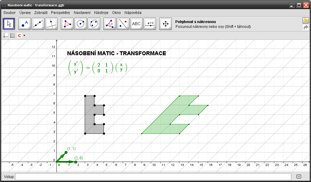 Předchozími applety se naplnily výukové cíle, které se vázaly k předmětu Lineární algebra.