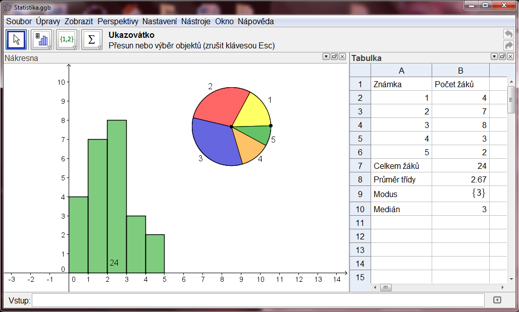 S novějšími verzemi programu je dnes možná aplikace i do výuky statistiky, protože umožňuje použití klasické spreadsheet tabulky, jako mají běžné tabulkové procesory.